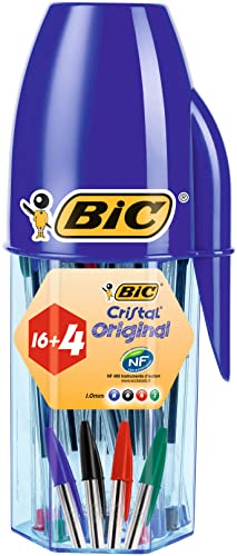 BIC Cristal – Rohr mit Form-Kugelschreiber mit 20 Stifte farbig sortiert von BIC