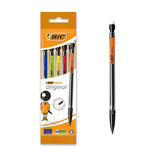 BIC Druckbleistift Matic, 0.7 mm, HB, sortierte Clipfarben, inklusive 3 Minen, Beutel à 5 Stück, schwarz BIC Druckbleistift Matic, 0.7 mm, HB, sortierte Clipfarben, inklusive 3 Minen, Beutel à 5 Stück, schwarz von BIC