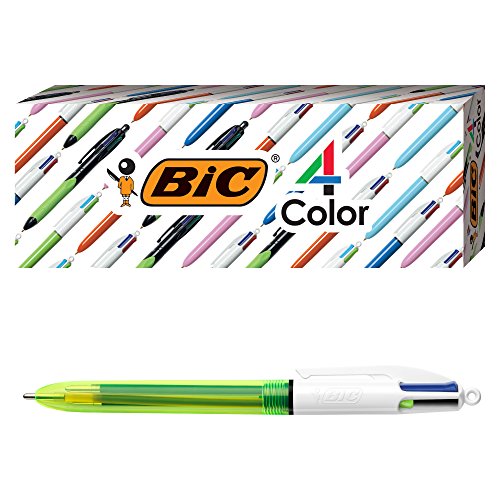 BIC Fluo Kugelschreiber, 4 Farben, mittelgroß/kräftige Spitze (1,0/1,6 mm), verschiedene Tinten, 3 Stück von BIC
