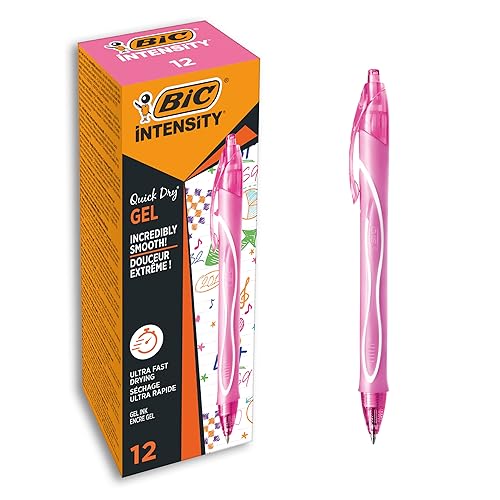 BIC Gel-ocity Quick Dry Gelschreiber, mittlere Spitze (0,7 mm) – Pink, 12 Stück – Druckkugelschreiber mit ultraschnell trocknender Tinte von BIC