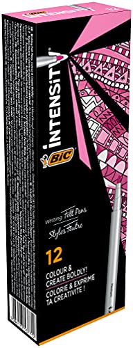 BIC Intensity Fineliner, Filzstifte Set mit 12 Stiften in Rosa, mit mittlerer Spitze, Ideal für das Büro, das Home Office oder die Schule von BIC Intensity