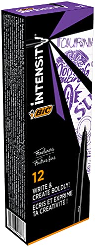 BIC Intensity Fineliner, Filzstifte Set mit 12 Stiften in Violett, mit feiner Spitze, Ideal für das Büro, das Home Office oder die Schule von BIC