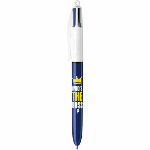 BIC Kugelschreiber, mittlere Spitze (1,0 mm), Motiv "Who's The Boss", 4 Farben, 12 Stück von BIC 4 Colours