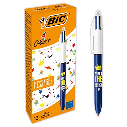 BIC Kugelschreiber, mittlere Spitze (1,0 mm), Motiv "Who's The Boss", 4 Farben, 12 Stück BIC Kugelschreiber, mittlere Spitze (1,0 mm), Motiv "Who's The Boss", 4 Farben, 12 Stück von BIC 4 Colours