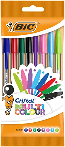 BIC Kugelschreiber Cristal Multicolor – Kugelschreiber Set mit 8 verschiedenen Farben für das Büro, die Schule & den Alltag – 1 Beutel mit 8 Stück von BIC