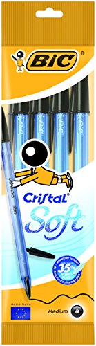 BIC Kugelschreiber Cristal Soft (0.35 mm) Beutel à 4 Stück, schwarz von BIC