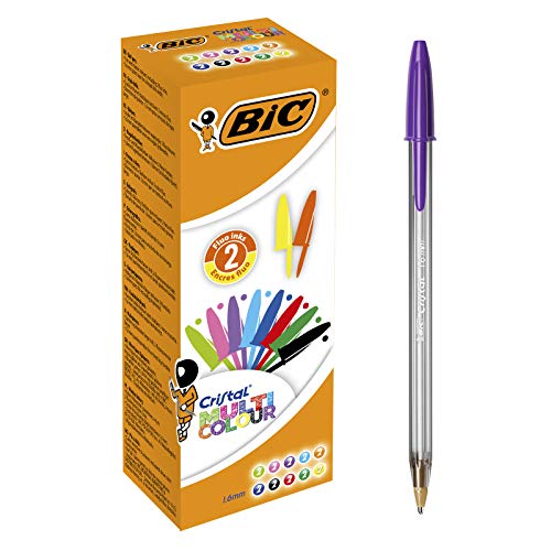 BIC Kugelschreiber Set Cristal Multi Colour, in 10 Farben, Strichstärke 0,42 mm, 20er Pack, Ideal für das Büro, das Home Office oder die Schule von BIC