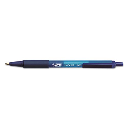 BIC Kugelschreiber Set Soft Feel Grip, 1,0 mm Kugeldurchmesser für medium Strichstärke 0,4 mm, Blau, 12er Pack von BIC