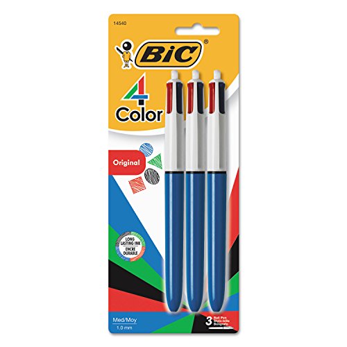 BIC MMP31 4-Color Kugelschreiber Retractable Pen, sortiert Tinte, Medium, 3 pro Packung von BIC