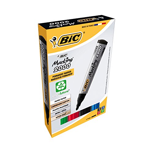 BIC Marking 2000 Permanent Marker, in 4 Farben, Wasserfester Stift für Metall, Holz & Co, Strichstärke 1,7 mm von BIC