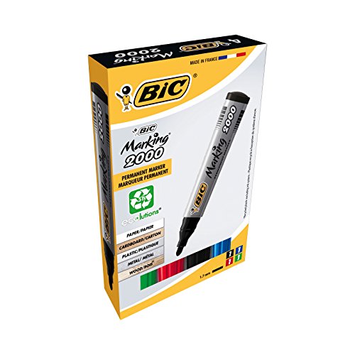 BIC Marking 2000 Permanent Marker, in 4 Farben, Wasserfester Stift für Metall, Holz & Co, Strichstärke 1,7 mm BIC Marking 2000 Permanent Marker, in 4 Farben, Wasserfester Stift für Metall, Holz & Co, Strichstärke 1,7 mm von BIC Marking