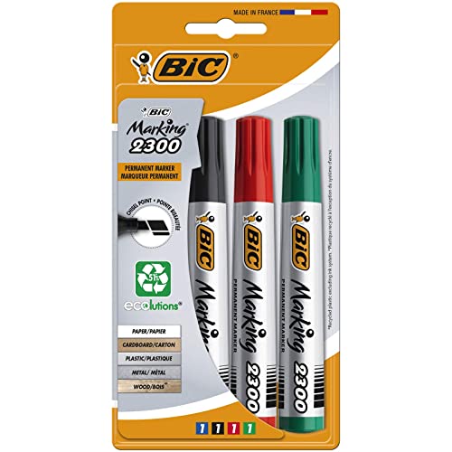 BIC Marking 2300 ECOlutions Öko Permanent Marker mit Keilspitze - verschiedenen Farben, 4er Pack von BIC