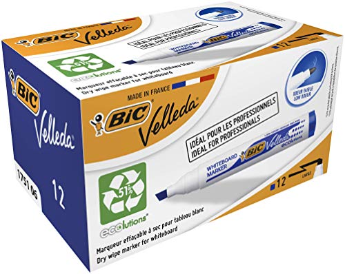 BIC Velleda 1751 Ecolutions Dry Erase Filz - Blau, Karton mit 12 Stück von BIC