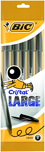 Bic Cristal Large Kugelschreiber, 5 Stück schwarz von BIC