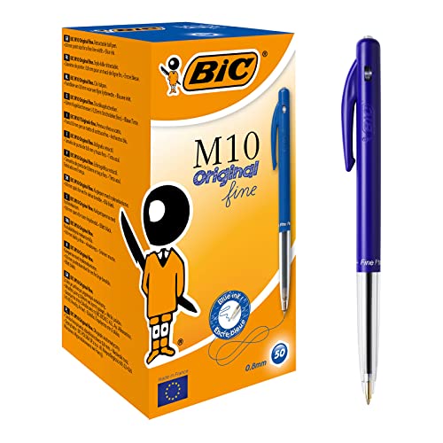 Bic M10 Original einziehbarer Kugelschreiber Blau, 50 Stück (1er Pack) von BIC