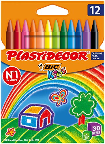 Bic Plastidecor farbig Wachsmalstifte, Klassisch, 12 Stück (1er Pack) von BIC