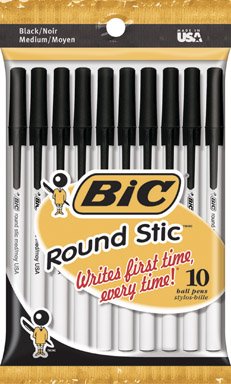 Bic Round Stic Extra Life Kugelschreiber, mittlere Spitze, Schwarz von BIC
