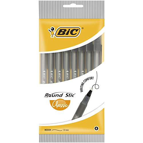 BIC Round Stic Kugelschreiber, Schwarz, 8 Stück von BIC