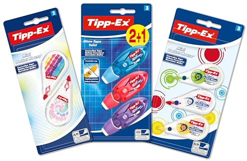 Tipp-Ex Korrekturroller Set: 5 Mini Pocket Mouse in verschiedenem Design und 3 Micro Tape Twist, Ideal für Schultüte, Einschulung und Schulanfang von BIC