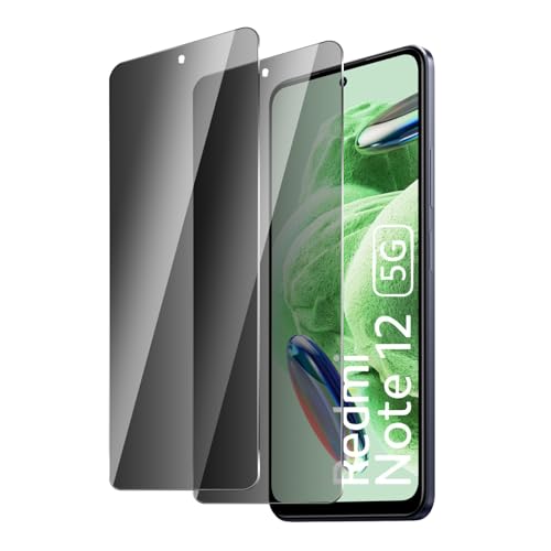 BIESHKJ 2 Stück Sichtschutz Schutzfolie für Redmi Note 12 4G/5G, Anti-Spy-Hartglas, Gehärtetes Glas Displayschutz, 9H Schutzglas, Anti-Öl, Blasenfrei, Kratzfest von BIESHKJ