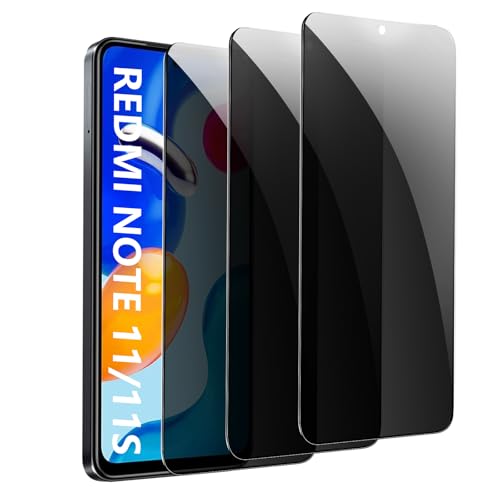 BIESHKJ【3er-Pack Sichtschutz Schutzfolie für Xiaomi Redmi Note 11/11S, Anti-Spy-Hartglas, Panzer Schutz Glas,Gehärtetes Glas Displayschutz, 9H Schutzglas, Anti-Öl, blasenfrei, kratzfest BIESHKJ【3er-Pack Sichtschutz Schutzfolie für Xiaomi Redmi Note 11/11S, Anti-Spy-Hartglas, Panzer Schutz Glas,Gehärtetes Glas Displayschutz, 9H Schutzglas, Anti-Öl, blasenfrei, kratzfest von BIESHKJ
