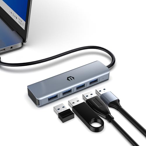 4 Port USB 3.2 Adapter, USB C Hub 10 Gbit/s, USB C Splitter Multiport Hub Adapter mit 50 cm verlängertem Kabel für MacBook Air/Pro, iMac, iPad Pro, Dell, HP und andere Typ C Geräte von BIGBIG WON