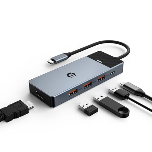 BIGBIG WON Multiport Adapter USB C, 5 in 1 USB C Splitter mit HDMI 4K@60Hz, 3 * 10Gbps USB 3.2 Gen 2, 100W PD, USB C Hub für Surface und mehr Typ C Geräte von BIGBIG WON