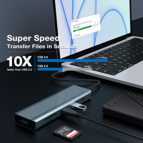 BIGBIG WON Multiport Adapter USB C für MacBook Pro/Air und mehr Typ C Geräten, 9 in 1 USB C Splitter mit 4K HDMI, 3 USB 3.0, USB 2.0, 100W PD, SD/TF Kartenleser von BIGBIG WON