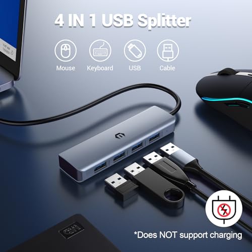 BIGBIG WON Multiport Adapter USB Hub LAN für 4 USB A Ports, USB Ethernet Adapter, 50CM Cable, USB 3.2 Gen 2 Speed 10Gbps, kompatibel mit Mac Pro, Laptop von BIGBIG WON