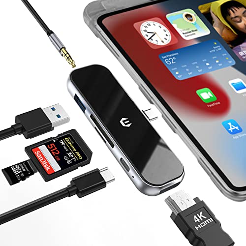 BIGBIG WON USB Port, Multiport Adapter USB C für Surface, Dell, HP, XPS, Lenovo, 6 in 1 USB C Hub HDMI mit 100W PD und 3,5-mm-Kopfhörerbuchse von BIGBIG WON