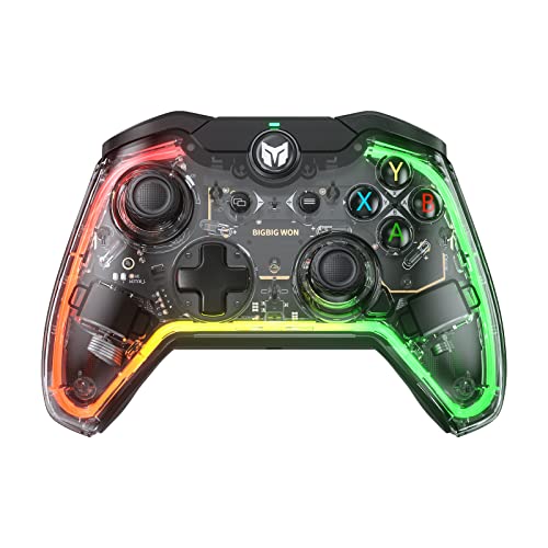 PC Controller, BIGBIG WON Rainbow Lite Kabelgebundene Gaming-Controller für PC RGB-Licht, Benutzerdefinierte Tasten, Makro, Turbo, Dual-Shock-Controller für Switch/Win10&11 von BIGBIG WON