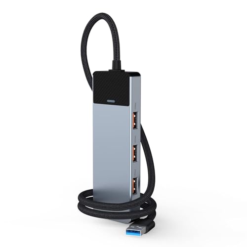 USB HUB, USB Dockingstation, USB 3.2 HUB mit 5 GBPS, ultraschlanker tragbarer Daten Hub, 4 in 1 USB HUB mit 4 * USB 3.2, kompatibel mit Windows, macOS, Linux und Chrome OS Systemen von BIGBIG WON