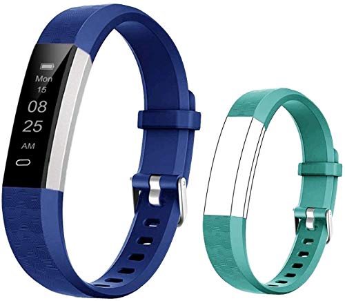 BIGGERFIVE Fitness Armband für Kinder, Schrittzähler Uhr Fitness Tracker mit Kalorienzähler und Schlafmonitor, Wasserdicht Aktivitätstracker Armbanduhr mit Vibration Wecker (blau grün) von BIGGERFIVE