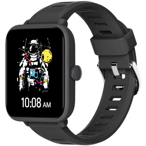 BIGGERFIVE Smartwatch Kinder, Fitness Tracker Uhr Digitale Fitnessuhr mit Schrittzähler, 24/7 Puls, 5ATM Wasserdicht, Schlaf-Monitor, Wecker, 1,5" HD-Touchscreen für Mädchen Jungen 3-14, Schwarz von BIGGERFIVE