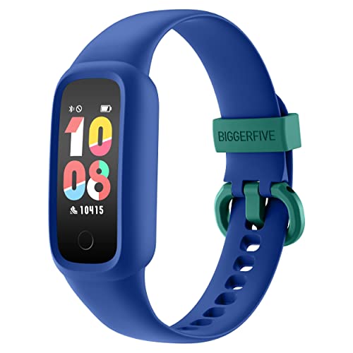 BIGGERFIVE Vigor 2 L Fitness Tracker Uhr Kinder, Fitnessuhr mit Schrittzähler, Pulsuhr, Aktivitätstracker, Kalorienzähler und Schlafmonitor, IP68 Wasserdicht Kinderuhr für Junge Mädchen, Blau von BIGGERFIVE