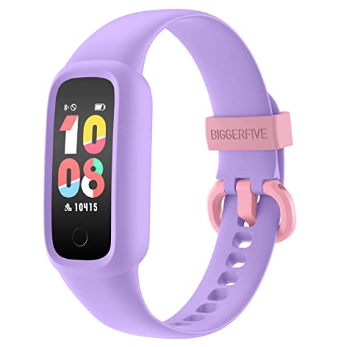 BIGGERFIVE Vigor 2 L Fitness Tracker Uhr Kinder, Fitnessuhr mit Schrittzähler, Pulsuhr, Aktivitätstracker, Kalorienzähler und Schlafmonitor, IP68 Wasserdicht Kinderuhr für Junge Mädchen, Flieder von BIGGERFIVE