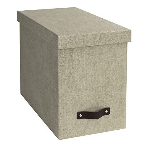 BIGSO JOHAN Hängeregisterbox mit Deckel – stilvolle Archivschachtel inklusive 8 Hängehefter – Hängemappenbox aus Faserplatte und Papier in stilvoller Leinenoptik – beige von BIGSO BOX OF SWEDEN