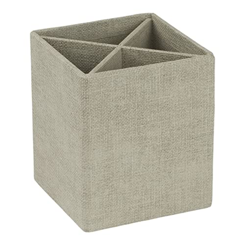 BIGSO BOX OF SWEDEN PENNY Stifthalter mit 4 Fächern – stilvolle Stiftbox für den Schreibtisch – Schreibtisch Organizer aus Faserplatte und Papier in Leinenoptik – beige von BIGSO BOX OF SWEDEN