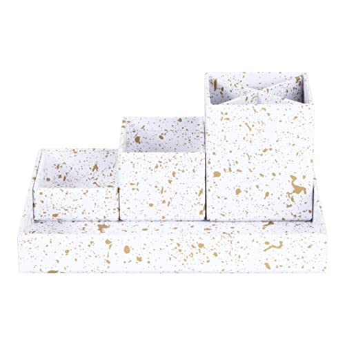 BIGSO LENA Schreibtisch Organizer für Stifte, Büroklammern, Haftnotizen usw. – Sortierkasten mit 4 Fächern – Ordnungssystem aus Faserplatte und Papier – gold gesprenkelt BIGSO LENA Schreibtisch Organizer für Stifte, Büroklammern, Haftnotizen usw. – Sortierkasten mit 4 Fächern – Ordnungssystem aus Faserplatte und Papier – gold gesprenkelt von BIGSO BOX OF SWEDEN