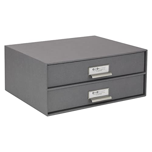 Bigso Box of Sweden BIRGER Schubladenbox für Dokumente und Bürobedarf – Schreibtisch Organizer mit 2 Schubladen – Ablagesystem aus Faserplatte und Papier – grau von BIGSO BOX OF SWEDEN