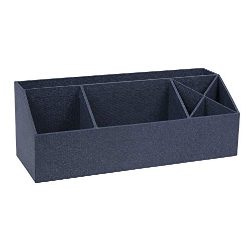 Bigso Box of Sweden ELISA Schreibtisch Organizer mit 4 Fächern – Ordnungssystem für Zettel, Büroklammern, Stifte usw. – Sortierkasten aus Faserplatte und Papier – blau von BIGSO BOX OF SWEDEN