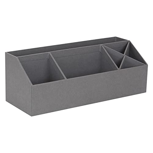 BIGSO ELISA Schreibtisch Organizer mit 4 Fächern – Ordnungssystem für Zettel, Büroklammern, Stifte usw. – Sortierkasten aus Faserplatte und Papier – grau von BIGSO BOX OF SWEDEN