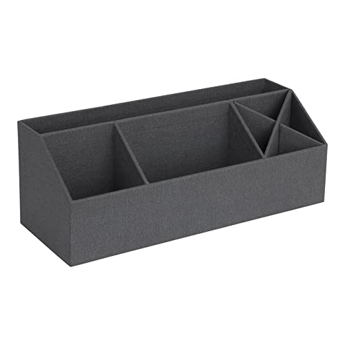 Bigso Box of Sweden ELISA Schreibtisch Organizer mit 4 Fächern – Ordnungssystem für Zettel, Büroklammern, Stifte usw. – Sortierkasten aus Faserplatte und Papier in Leinenoptik – schwarz von BIGSO BOX OF SWEDEN