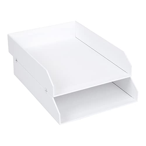 Bigso Box of Sweden Hakan 2er-Set Briefablage für den Schreibtisch – stapelbare Ablagefächer für Briefe, Dokumente usw, – Ordnungssystem aus Faserplatte mit Papier – weiß von BIGSO BOX OF SWEDEN