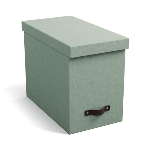 Bigso Box of Sweden JOHAN Hängeregisterbox mit Deckel – stilvolle Archivschachtel inklusive 8 Hängehefter – Hängemappenbox aus Faserplatte und Papier in stilvoller Leinenoptik – mintgrün von BIGSO BOX OF SWEDEN