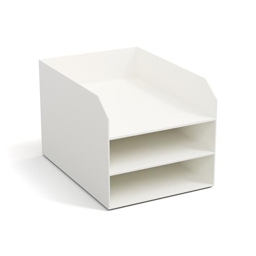 Bigso Box of Sweden TREY 3-stufige Briefablage – praktische Ablagefläche für Briefe, Dokumente in DIN A4-Format – Ordnungssystem aus Faserplatte mit Papier – weiß von BIGSO BOX OF SWEDEN