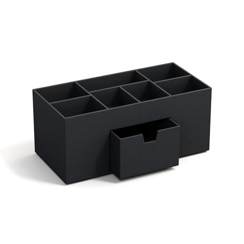 Bigso Box of Sweden VENDELA Schreibtisch Organizer mit 7 Fächern und Schublade – Ablagebox aus Faserplatte und Papier – Schreibtischset für Büromaterial – dunkelgrau von BIGSO BOX OF SWEDEN