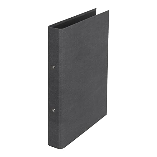 BIGSO RINGO Ringbuch mit 2 Ringen – schmaler Ordner aus Faserplatte und Papier mit Leinenoptik – Ringhefter für Dokumente, Klarsichthüllen oder Trennblätter-schwarz von BIGSO BOX OF SWEDEN