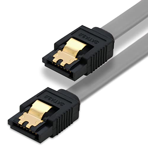 BIGtec 0,15m SATA Kabel S-ATA III Datenkabel Anschlusskabel grau HDD SSD 6GBit/s Stecker L-Type/L-Type 15cm vergoldet gerade/gerade serial ATA Verriegelung SATA-3 von BIGtec