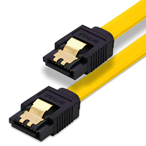 BIGtec 0,1m SATA Kabel S-ATA III Datenkabel Anschlusskabel gelb HDD SSD 6GBit/s Stecker L-Type/L-Type 10cm vergoldet gerade/gerade serial ATA Verriegelung SATA-3 von BIGtec